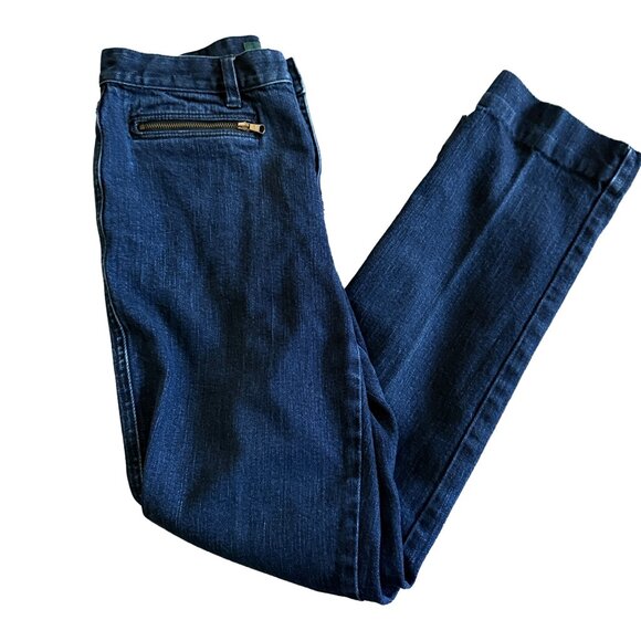 LRL Lauren Jeans Co Women's Sz 4 Dark Wash Zipper Pocket Tailored Blue Jeans - Picture 3 of 6